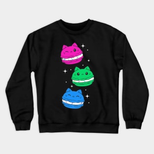 Polysexual Pride Flag Month Cute Cat Kawaii Macaron Crewneck Sweatshirt